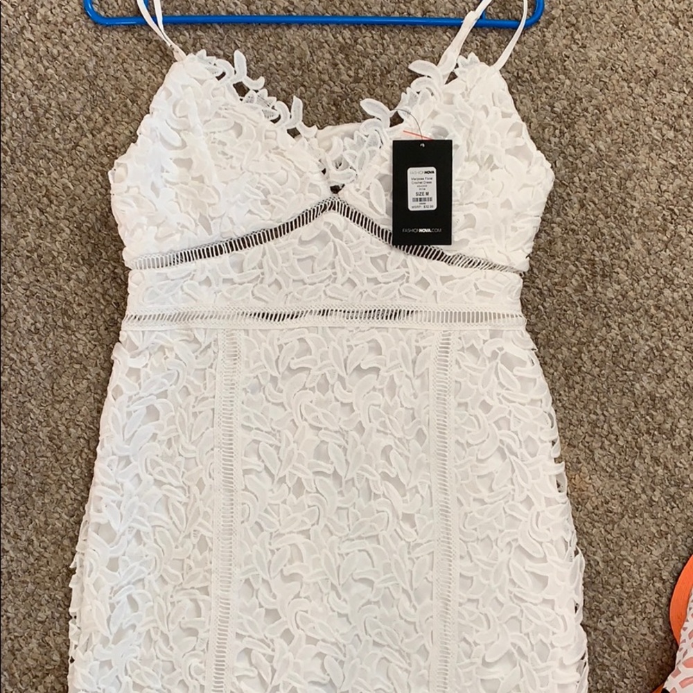 ** SOLD ** White lace midi Fashion nova dress